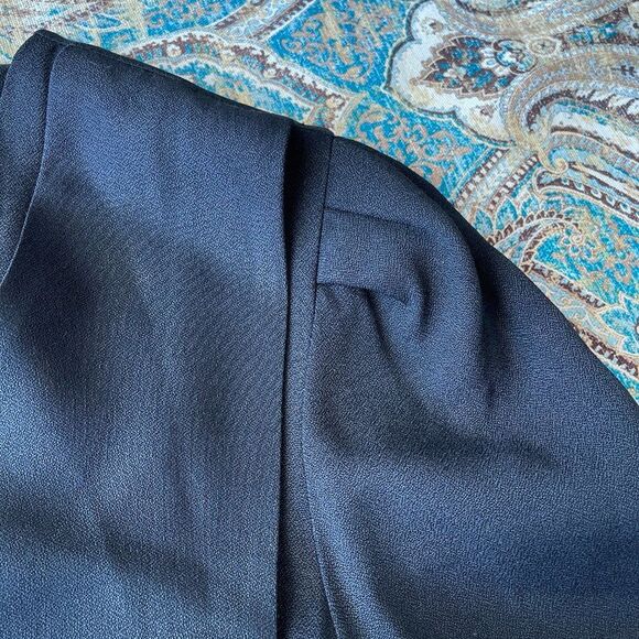 Periwinkle Black Midi Dress White Embroidery Empire Waist Vintage Size 12 - Picture 4 of 9